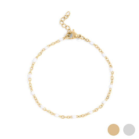 White Confetti Chain Bracelet- Premium 18K Gold PVD Stainless Steel