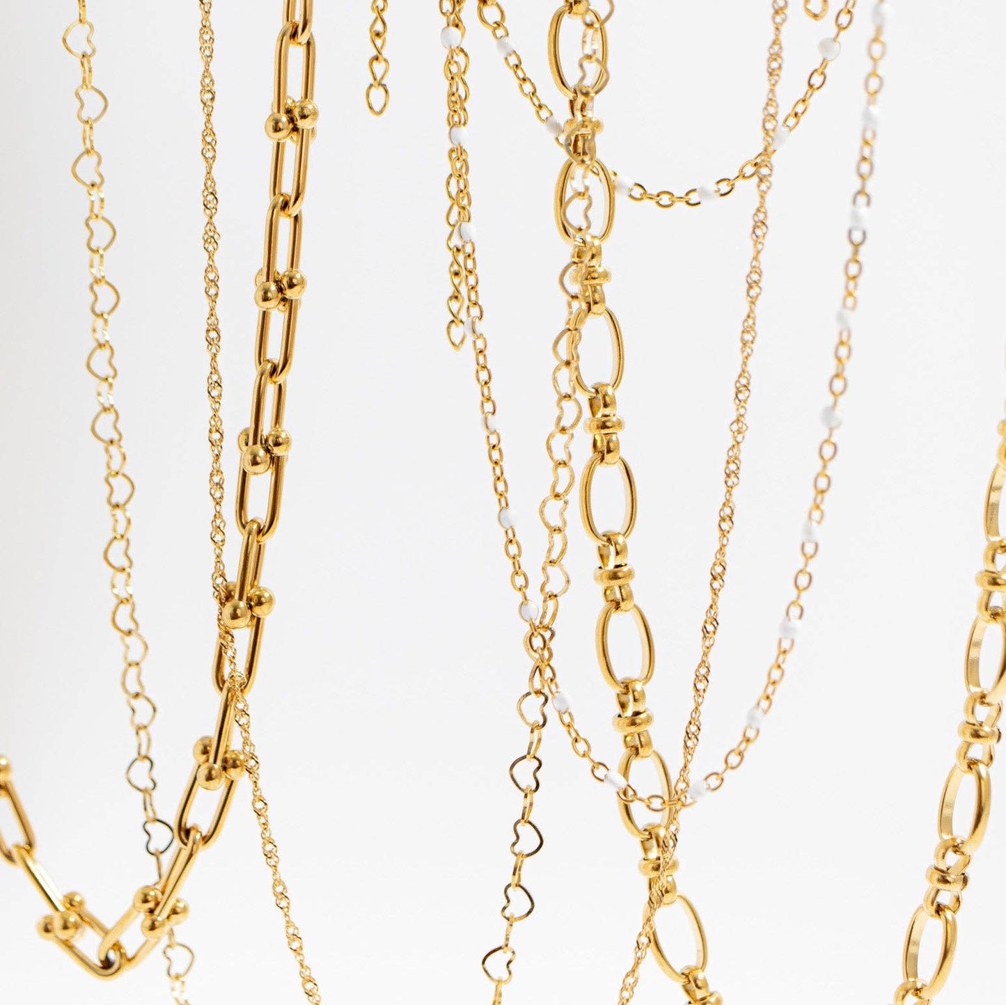 White Confetti Chain Necklace - Premium 18K Gold PVD Stainless Steel