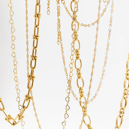 White Confetti Chain Necklace - Premium 18K Gold PVD Stainless Steel