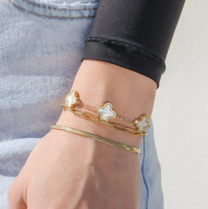 Lucky Clover Charm Bracelet - Premium 18K Gold PVD Stainless Steel