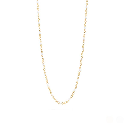 White Confetti Chain Necklace - Premium 18K Gold PVD Stainless Steel