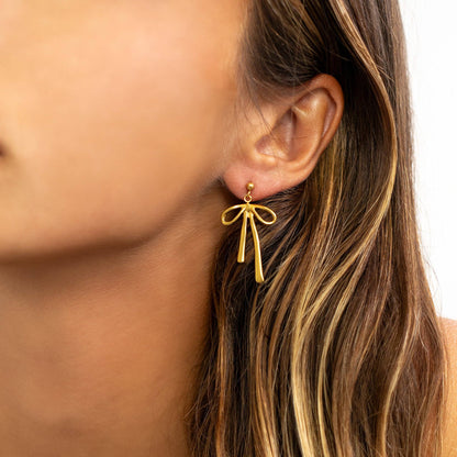 Ribbon Bow Earrings - Premium 18K Gold PVD Stainless Steel