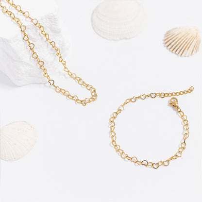 Linked Heart Chain Bracelet - Premium 18K Gold PVD Stainless Steel