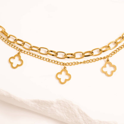 Lucky Clover Charm Bracelet - Premium 18K Gold PVD Stainless Steel