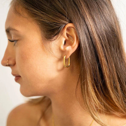 Oval Huggie Earrings  - Premium 18K Gold PVD Stainless Steel