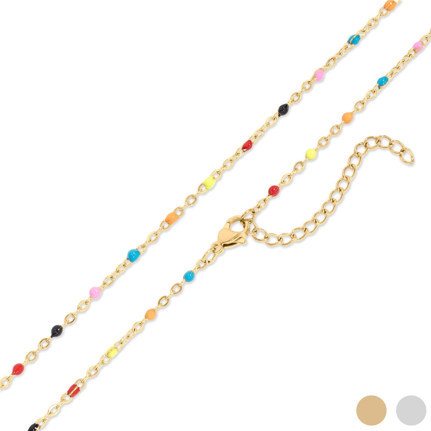 Multi-Color Confetti Chain Necklace - Premium 18K Gold PVD Stainless Steel