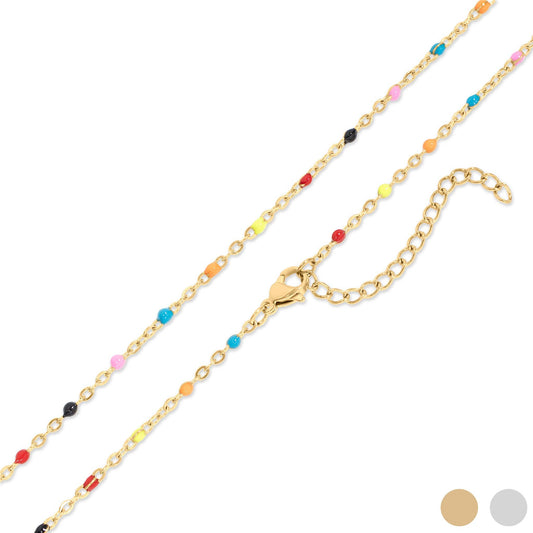 Multi-Color Confetti Chain Necklace - Premium 18K Gold PVD Stainless Steel