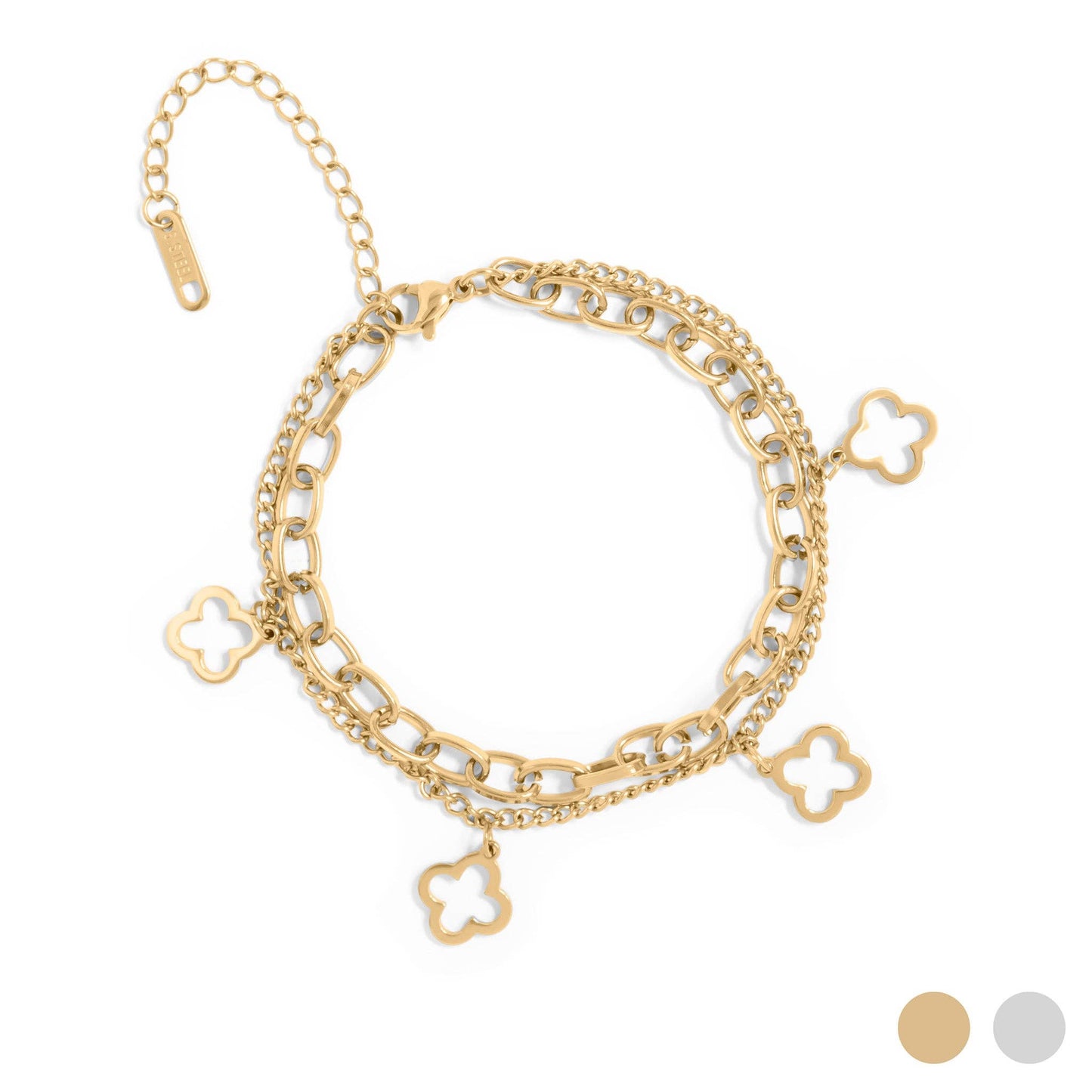 Lucky Clover Charm Bracelet - Premium 18K Gold PVD Stainless Steel